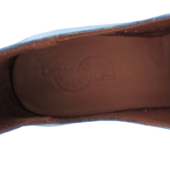 Lemon N Lime Blue Leather Shoes 41 Slip On Western Country Boho Whip Stitch - Picture 7 of 10